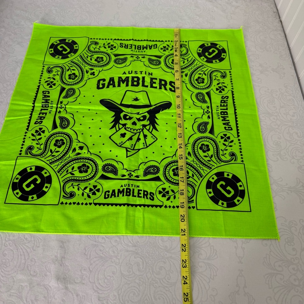 Austin Gamblers Texas Profesional Bull Riding Team Neon Green Bandana Gear - Picture 8 of 11